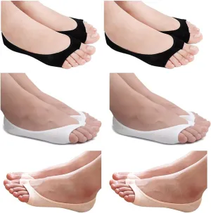 seven wolves Womens Peep Toe Socks 6 Pairs, Toeless Cotton No Show Socks Non Slip Shoe Liner