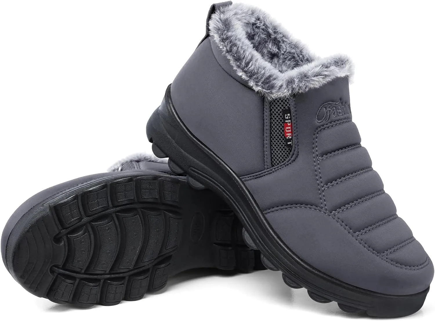 SHIBEVER Womens Snow Boots Ankle Booties Waterproof Winter Boots Synthetic Leather Side Zip Fashion Boots