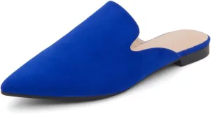 Shoe Land Cally Women's Mules, Pointed Toe Backless Loafer Shoes, Comfortable Flats, Slip-On Slides, Casual Flat Mule for Party, Office, Daily Wear, and Business