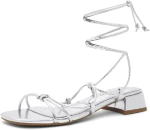 Shoe Land SL-Danica Women's Lace-Up Chunky Low Heels, Strappy Ankle Wrap Heeled Sandals, Square Open Toe Tie-Up Dress Sandals for Holiday, Party, and Wedding
