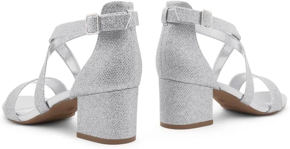 Shoe Land SL-LESSA Women's Low Heels Open Toe Dress Heeled Sandals Cross Ankle Strap Chunky Block Short Heel Pumps Shoes for Office Prom Wedding Party