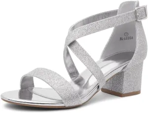 Shoe Land SL-LESSA Women's Low Heels Open Toe Dress Heeled Sandals Cross Ankle Strap Chunky Block Short Heel Pumps Shoes for Office Prom Wedding Party