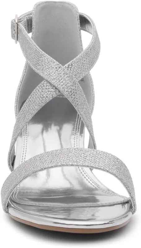 Shoe Land SL-LESSA Women's Low Heels Open Toe Dress Heeled Sandals Cross Ankle Strap Chunky Block Short Heel Pumps Shoes for Office Prom Wedding Party