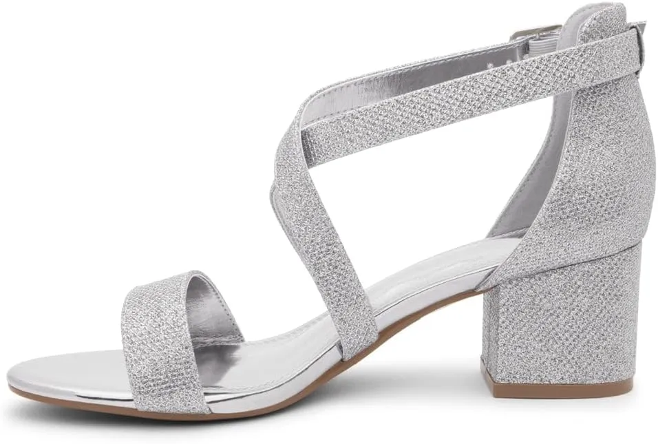 Shoe Land SL-LESSA Women's Low Heels Open Toe Dress Heeled Sandals Cross Ankle Strap Chunky Block Short Heel Pumps Shoes for Office Prom Wedding Party