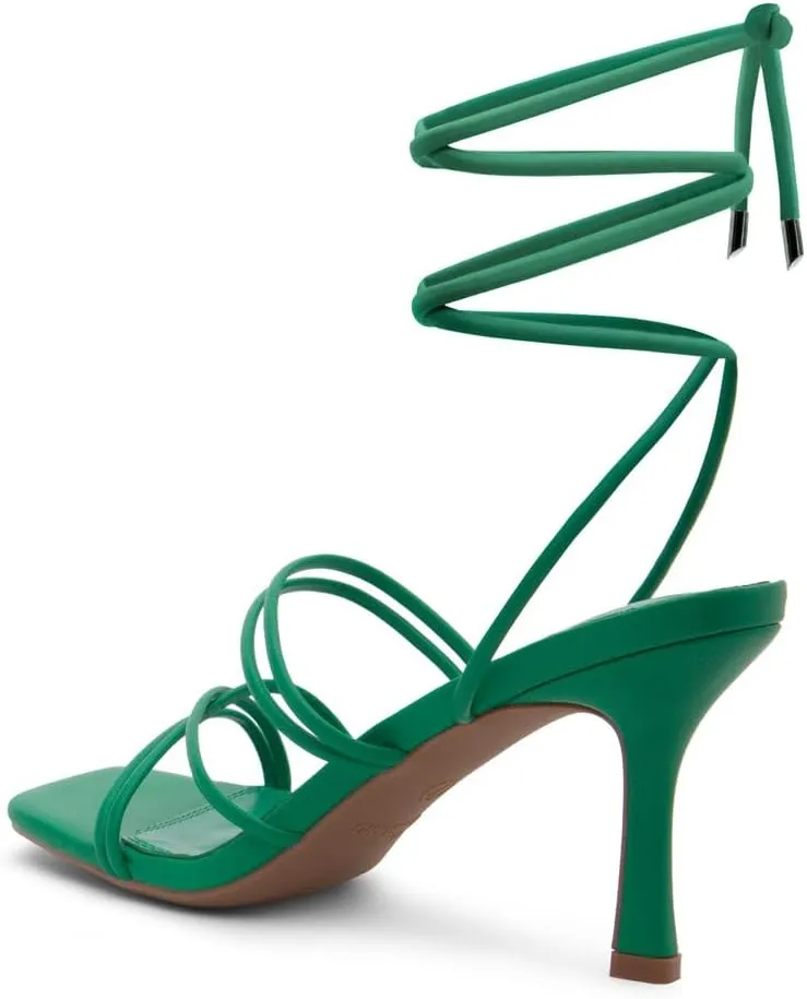 Shoe Land SL-Lumi Women's Lace-Up Heels, Square Open Toe Strappy Heeled Sandals, Ankle Wrap Tie-Up High Heels, Dressy Stiletto Heels for Prom, Wedding, and Party