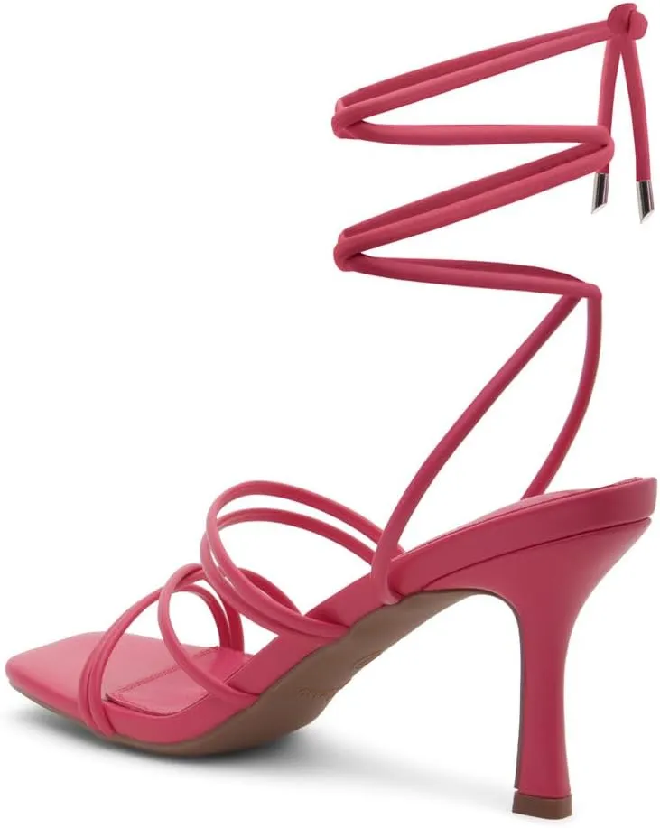 Shoe Land SL-Lumi Women's Lace-Up Heels, Square Open Toe Strappy Heeled Sandals, Ankle Wrap Tie-Up High Heels, Dressy Stiletto Heels for Prom, Wedding, and Party