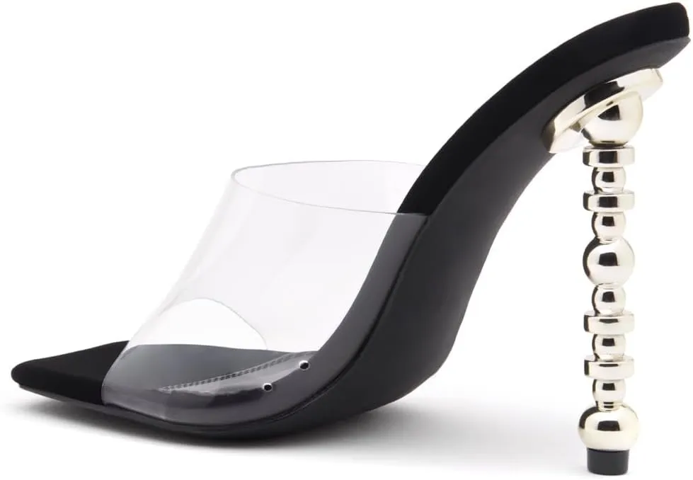 Shoe Land SL-NAOMI Women's Double Bowknots Crystal Sandals, Clear Slingback Heels with Square Open Toe – Dressy Rhinestone High Heels for Party Wedding and Prom