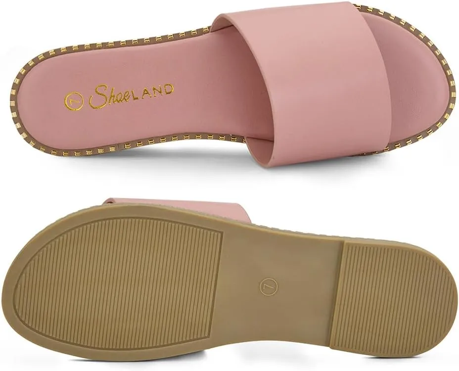 Shoe Land Women’s Flat Sandals 2025 – Comfortable Slide Sandals with Cushioned Footbed | Dressy Open Toe Summer Sandals for Beach, Travel & Everyday