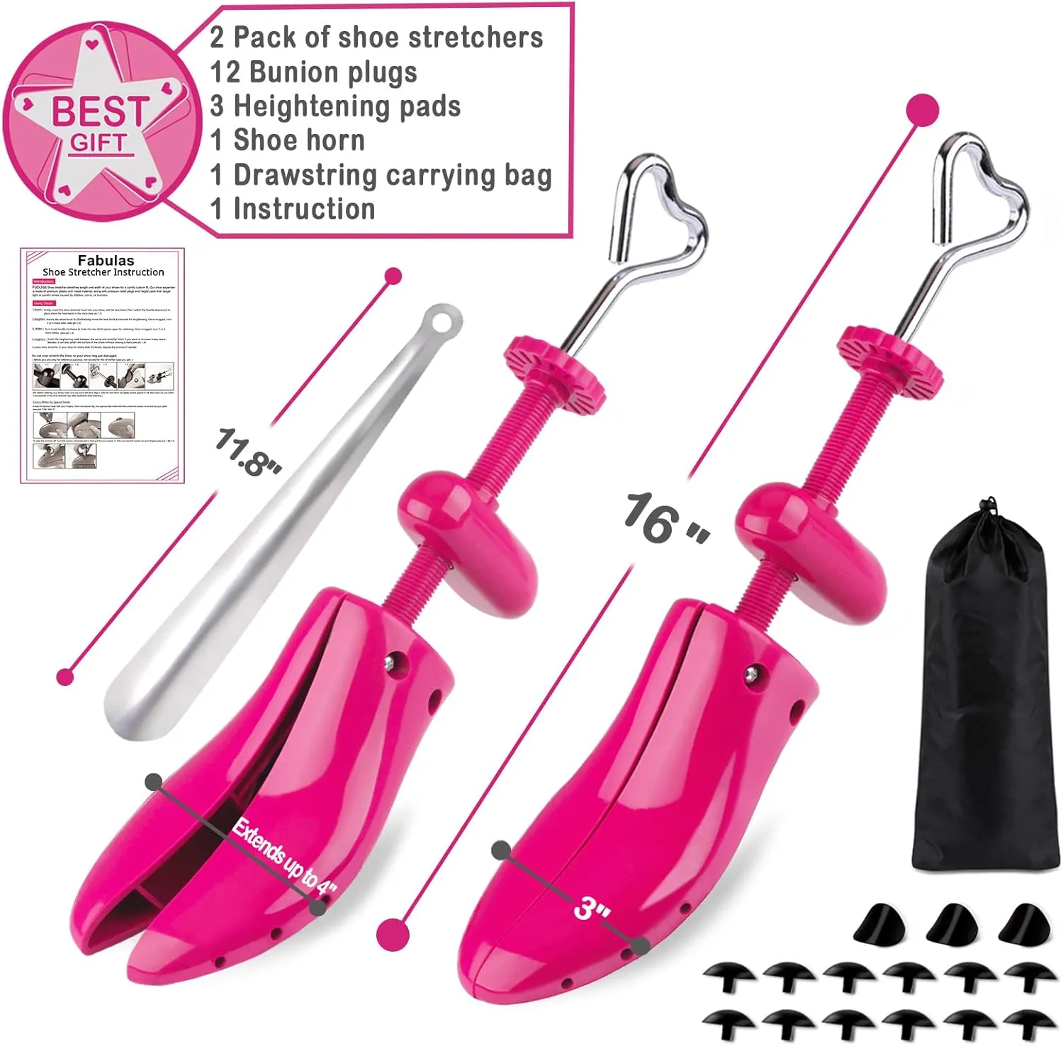 Shoe Stretcher Women, 4-Way Adjustable Shoe Expander Widener Plastic Shoes Tree Shape for Wide Feet