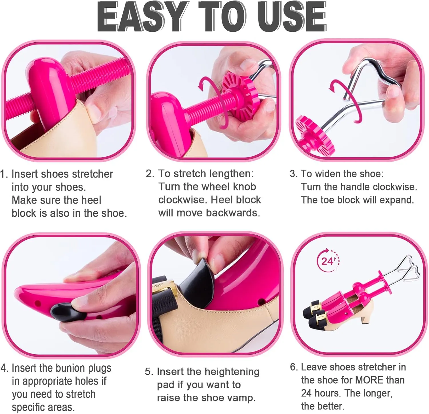 Shoe Stretcher Women, 4-Way Adjustable Shoe Expander Widener Plastic Shoes Tree Shape for Wide Feet