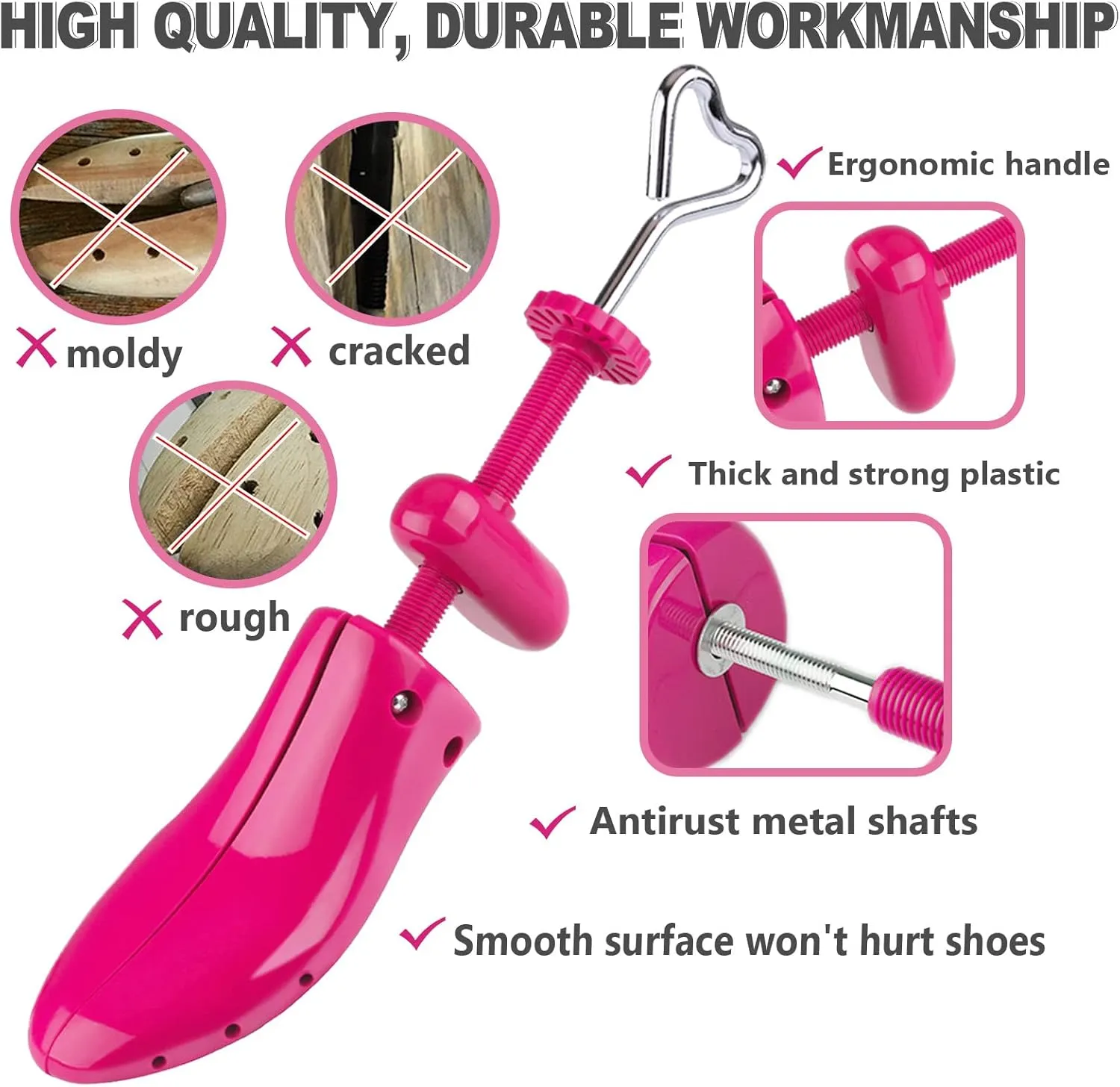Shoe Stretcher Women, 4-Way Adjustable Shoe Expander Widener Plastic Shoes Tree Shape for Wide Feet