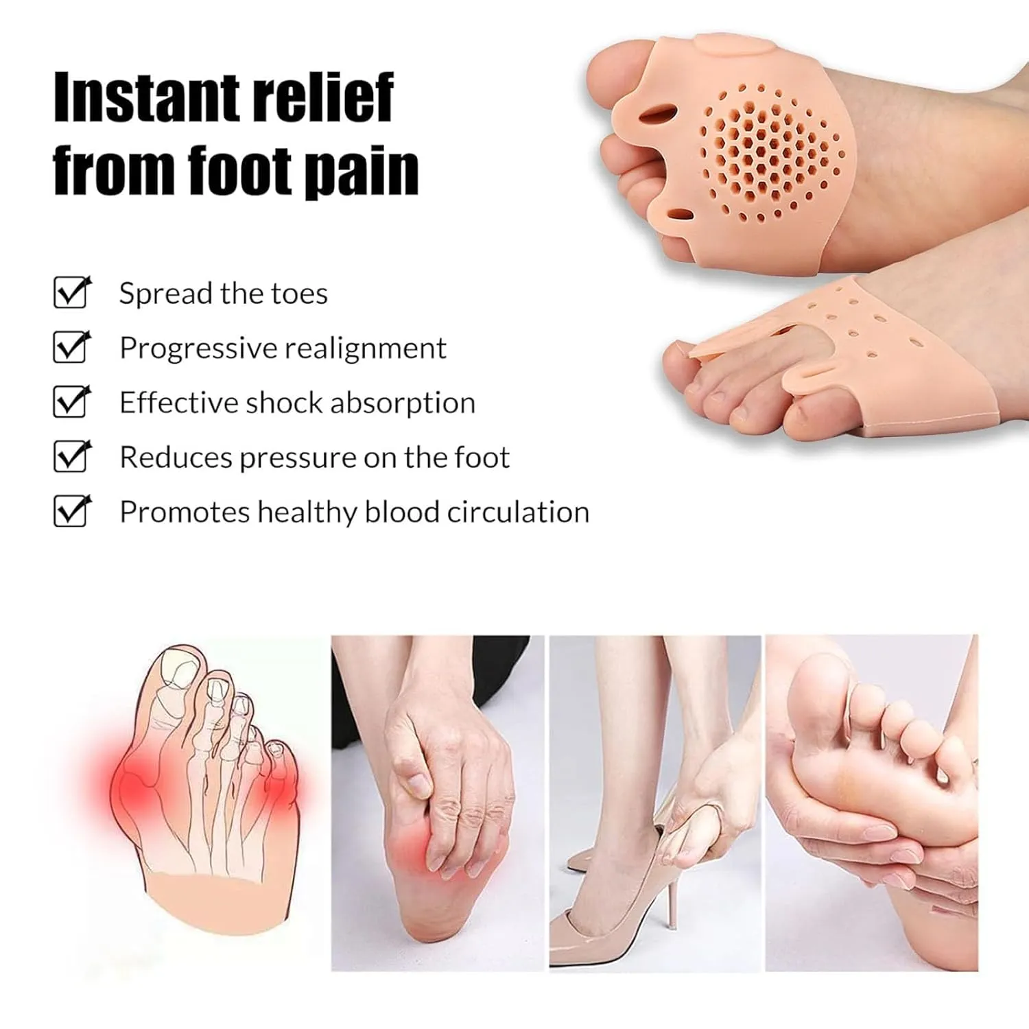 Silicone Toe Separators- 2025 New Toe Separator for Women, Hallux Valgus Relief - Toe Straightener & Spacer for Women & Men (4PCS)