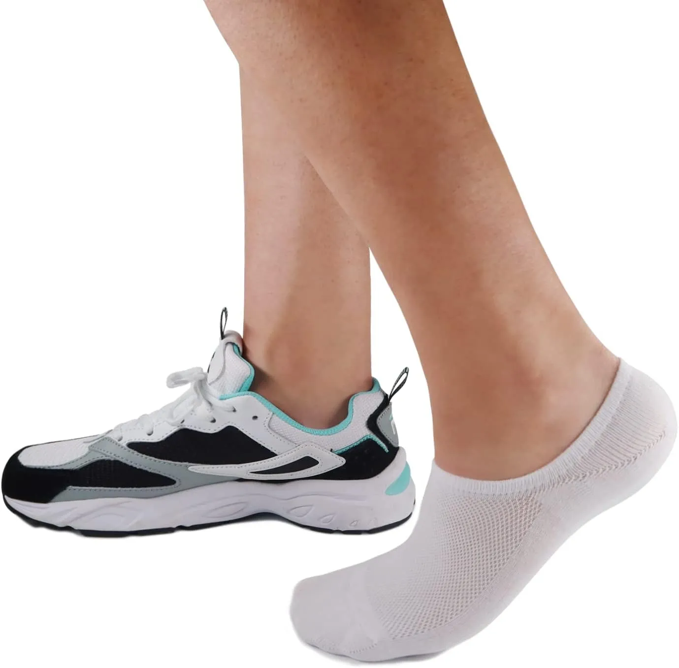 SIXDAYSOX Mens No Show 8 Pairs Invisible Low Cut Cotton Non Slip Short Socks Size 5-8/9-11/12-14
