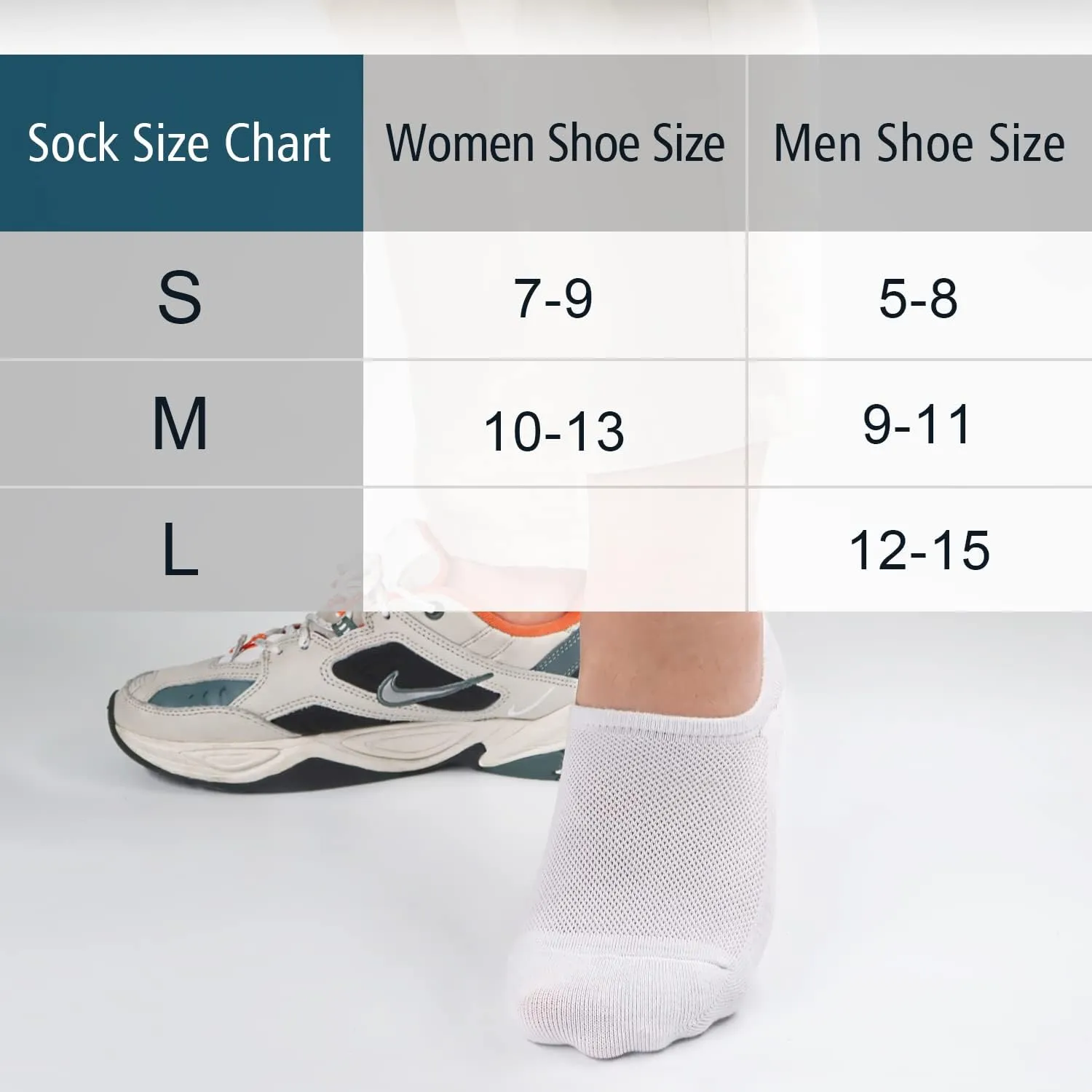 SIXDAYSOX Mens No Show 8 Pairs Invisible Low Cut Cotton Non Slip Short Socks Size 5-8/9-11/12-14