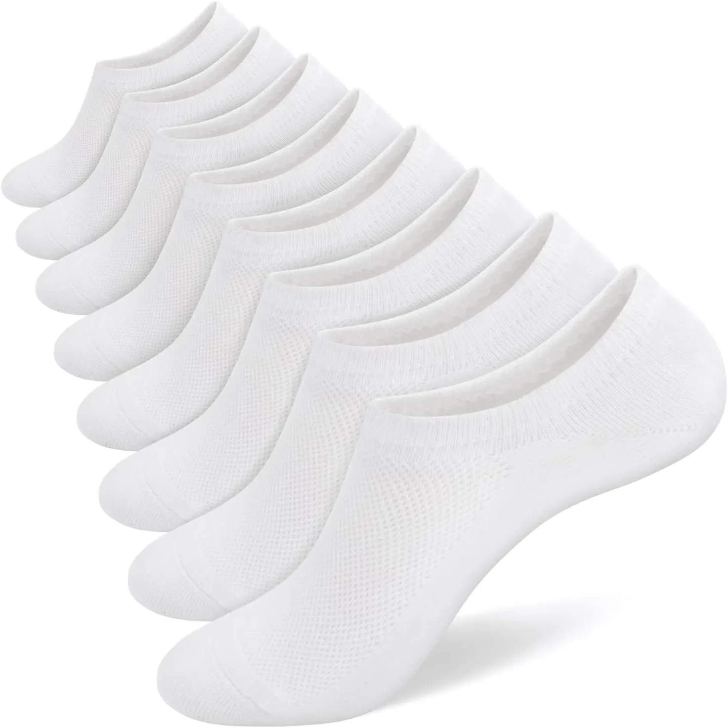 SIXDAYSOX Mens No Show 8 Pairs Invisible Low Cut Cotton Non Slip Short Socks Size 5-8/9-11/12-14