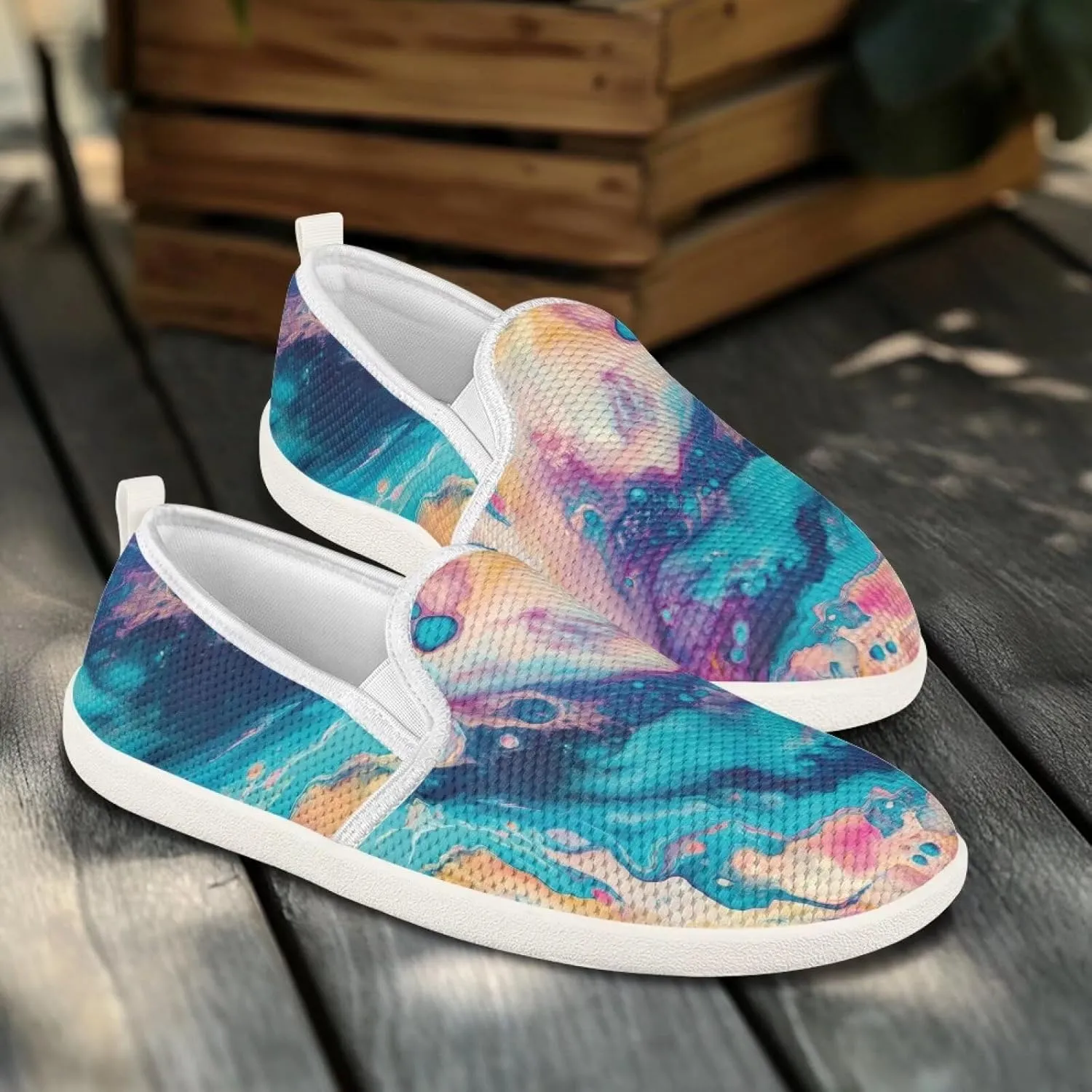 Slip On Casual Loafers for Women Breathable Mesh Flats Fashion Low-Cut Walking Shoes Round Toe Dress Shoes for Laides SizeUS 6-11