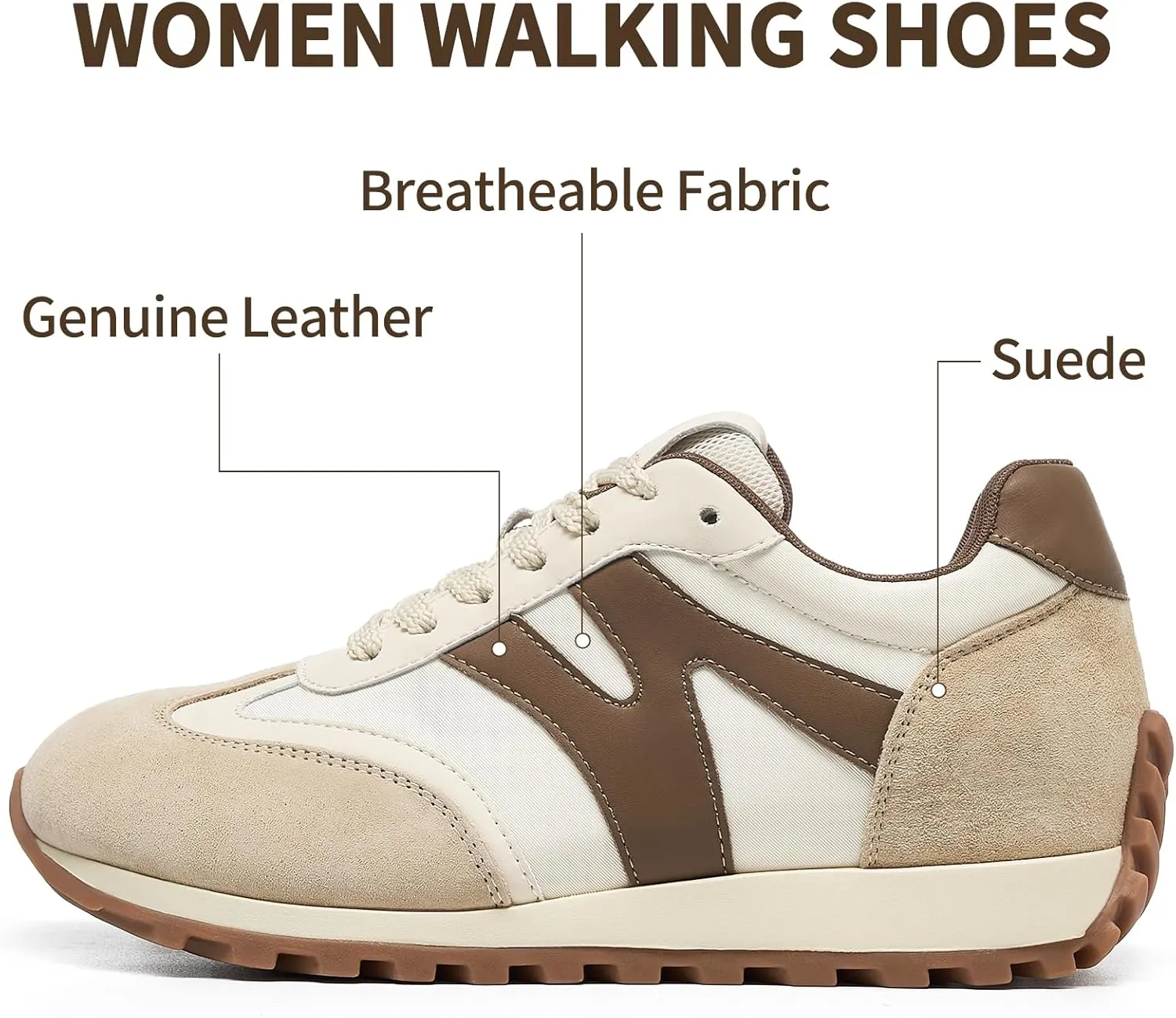 somiliss Wide Toe Sneakers for Women Breathable Fabric Leather Suede Upper Non-Slip PU TPR Outsole Walking Shoes Tennis Running Fashion Sneakers
