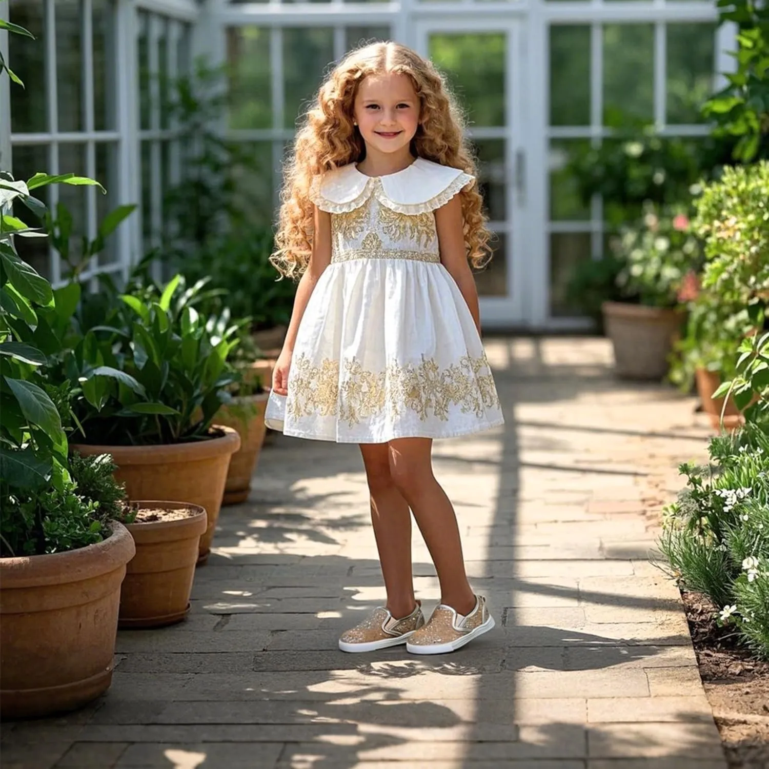 Sparkly Sneakers for Girls 3-12 Years Slip-On Comfort Fit Casual Princess Shoes