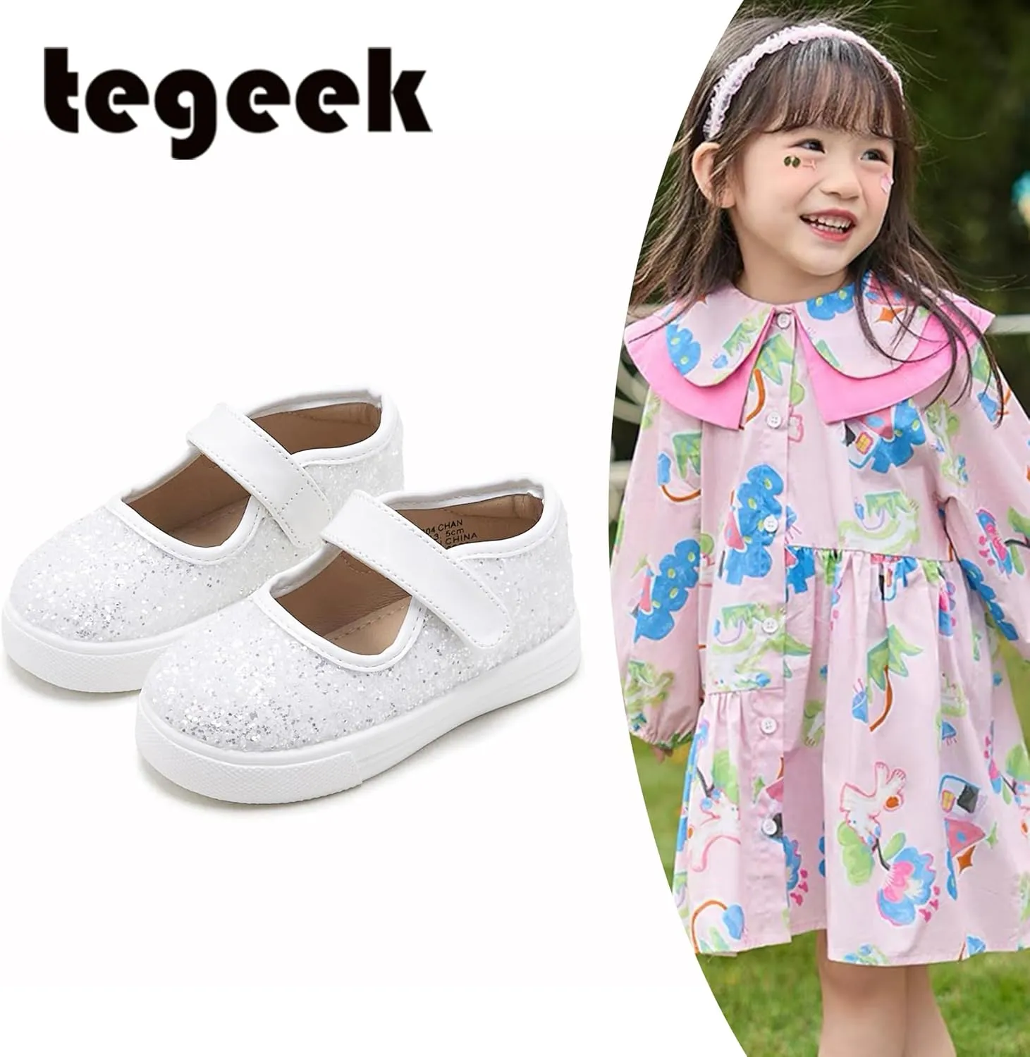 Sparkly Sneakers for Girls 3-12 Years Slip-On Comfort Fit Casual Princess Shoes