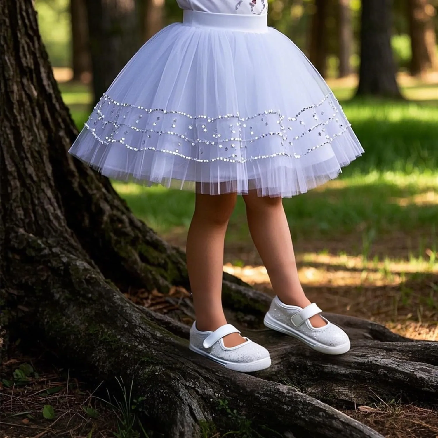 Sparkly Sneakers for Girls 3-12 Years Slip-On Comfort Fit Casual Princess Shoes