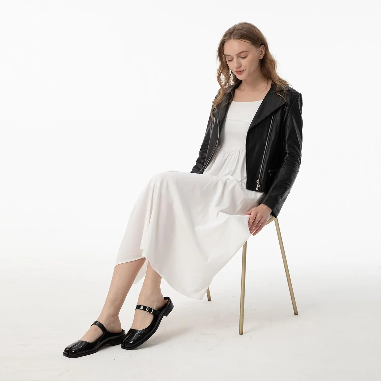Split Coverd Toe Nainja Women Lofers Adjustable Buckle Mary Janes Mules Slingback Slip On Casual Shoes Flats