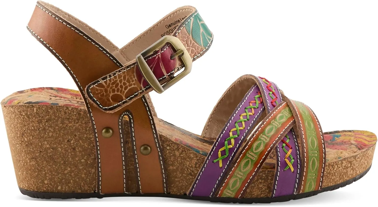 Spring Step L'Artiste Women's BOSQUET - Hand-Painted Wedge Sandals for Artistic Comfort