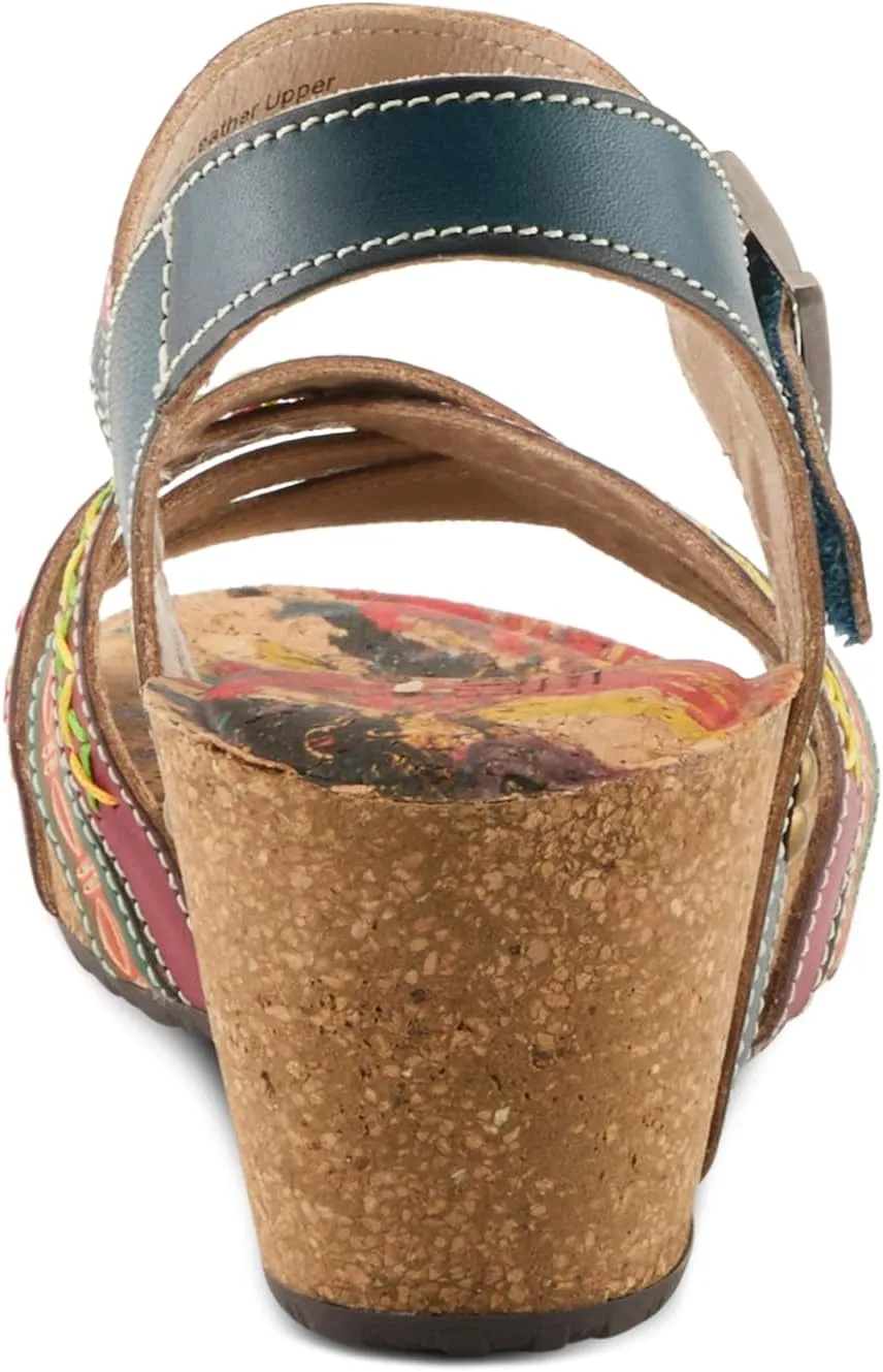 Spring Step L'Artiste Women's BOSQUET - Hand-Painted Wedge Sandals for Artistic Comfort