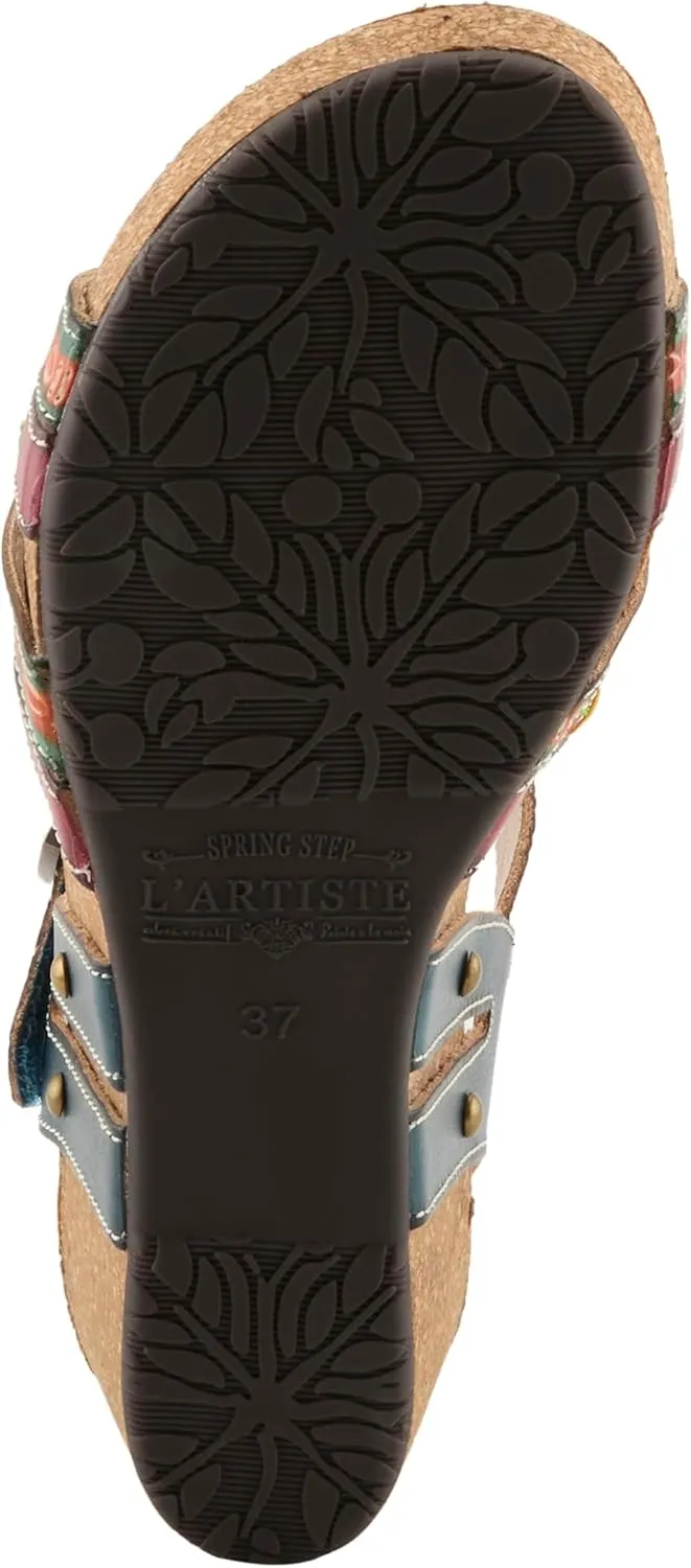 Spring Step L'Artiste Women's BOSQUET - Hand-Painted Wedge Sandals for Artistic Comfort