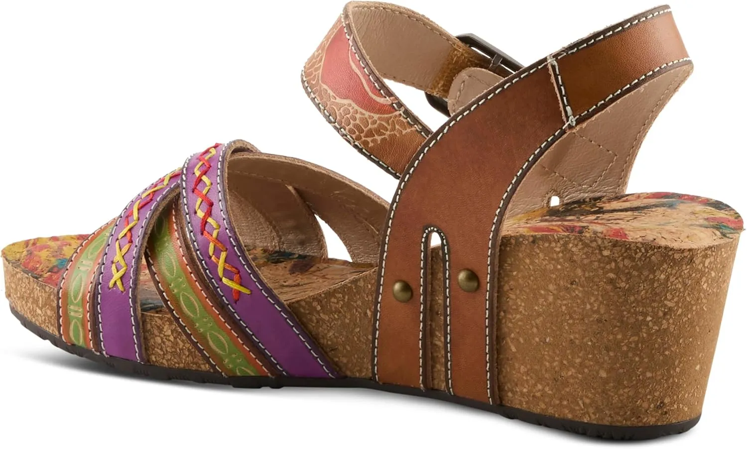Spring Step L'Artiste Women's BOSQUET - Hand-Painted Wedge Sandals for Artistic Comfort
