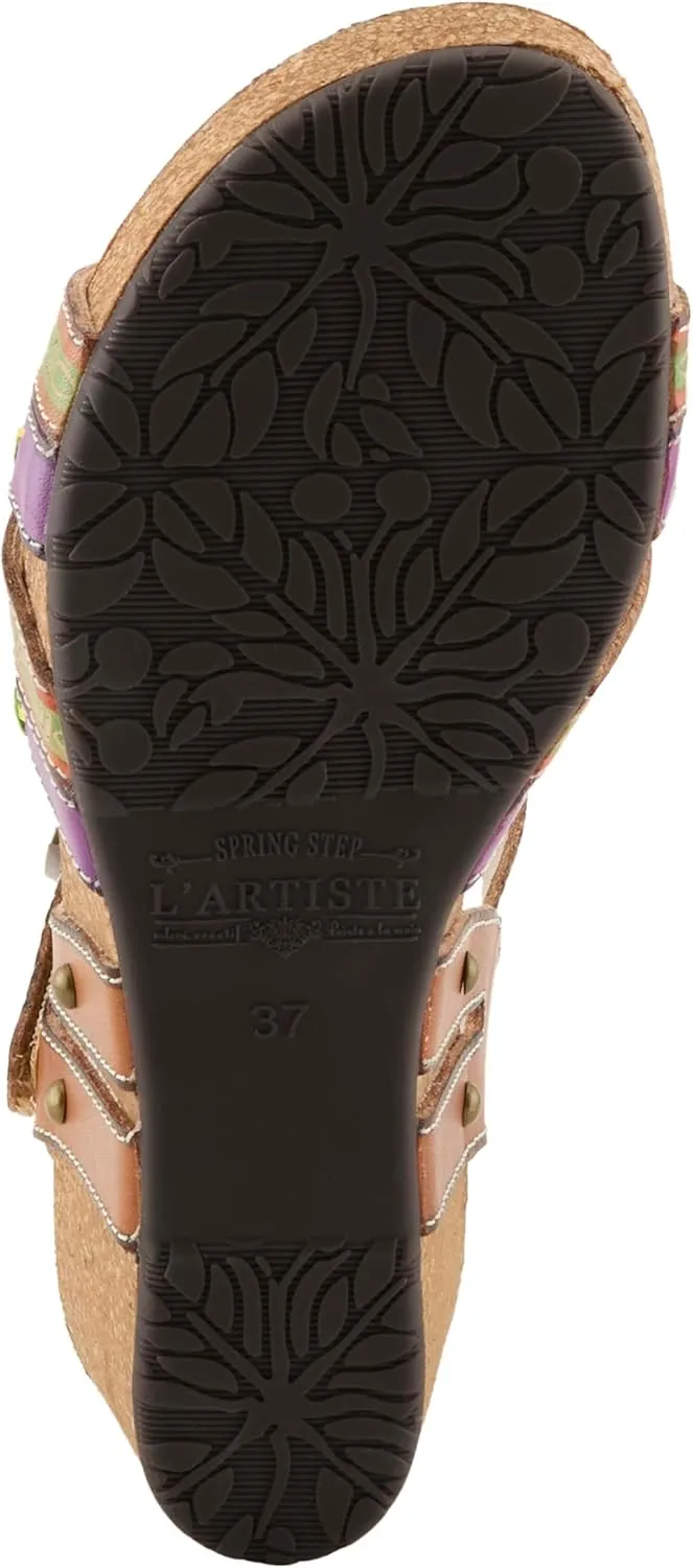 Spring Step L'Artiste Women's BOSQUET - Hand-Painted Wedge Sandals for Artistic Comfort
