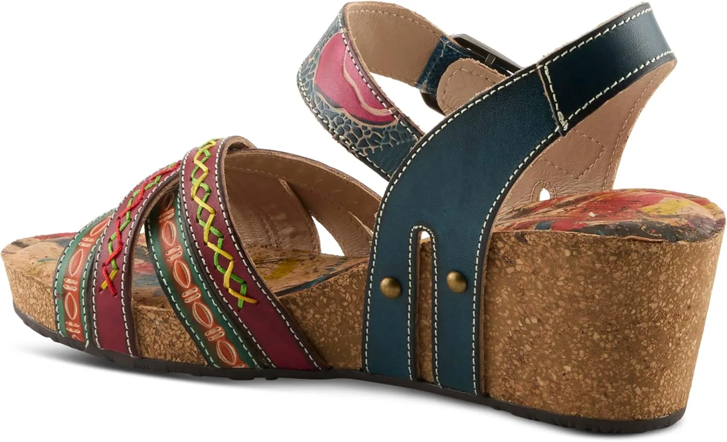 Spring Step L'Artiste Women's BOSQUET - Hand-Painted Wedge Sandals for Artistic Comfort
