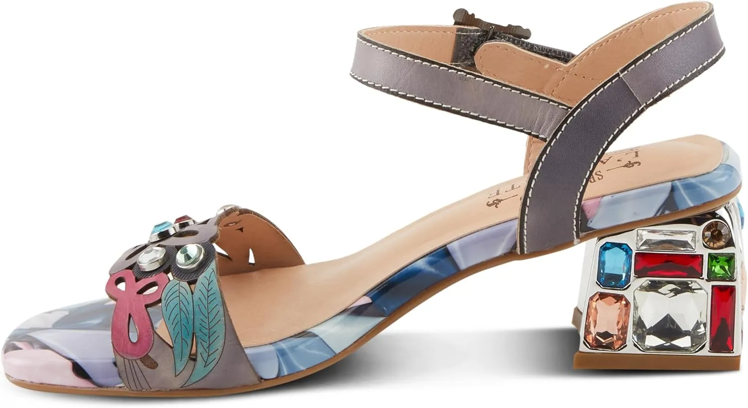 Spring Step L'Artiste Women's ILUMINADA Jewel Heel Sandals - Sparkling Glamour and Sophisticated Comfort
