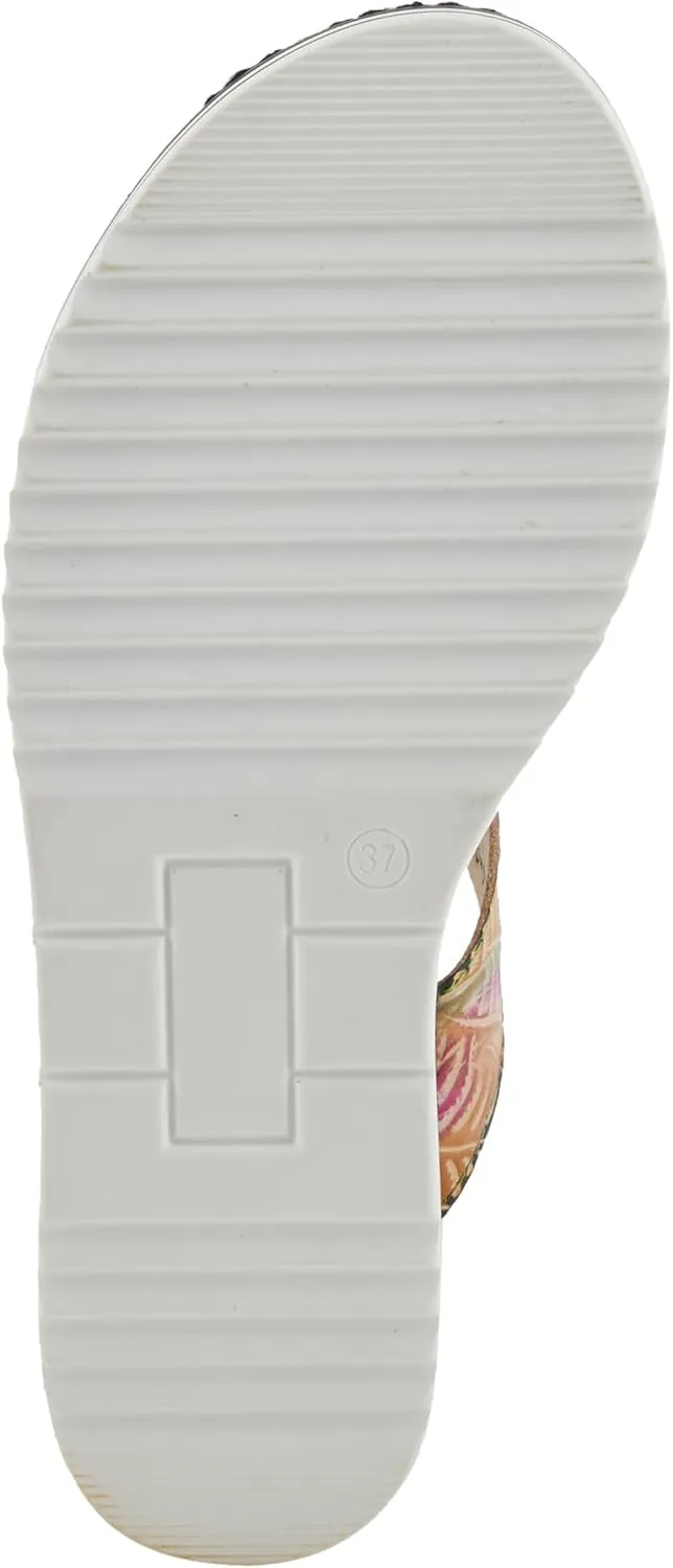 Spring Step L'Artiste Women's NAOMI-MONARCH Comfortable Butterfly Slide Sandals | Hand-Painted Leather Flowers, Hook and Loop Closure
