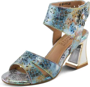 Spring Step L'Artiste Women's POSTER-METAL Metallic Leather Sandals, Artistic Elegance and Modern Design
