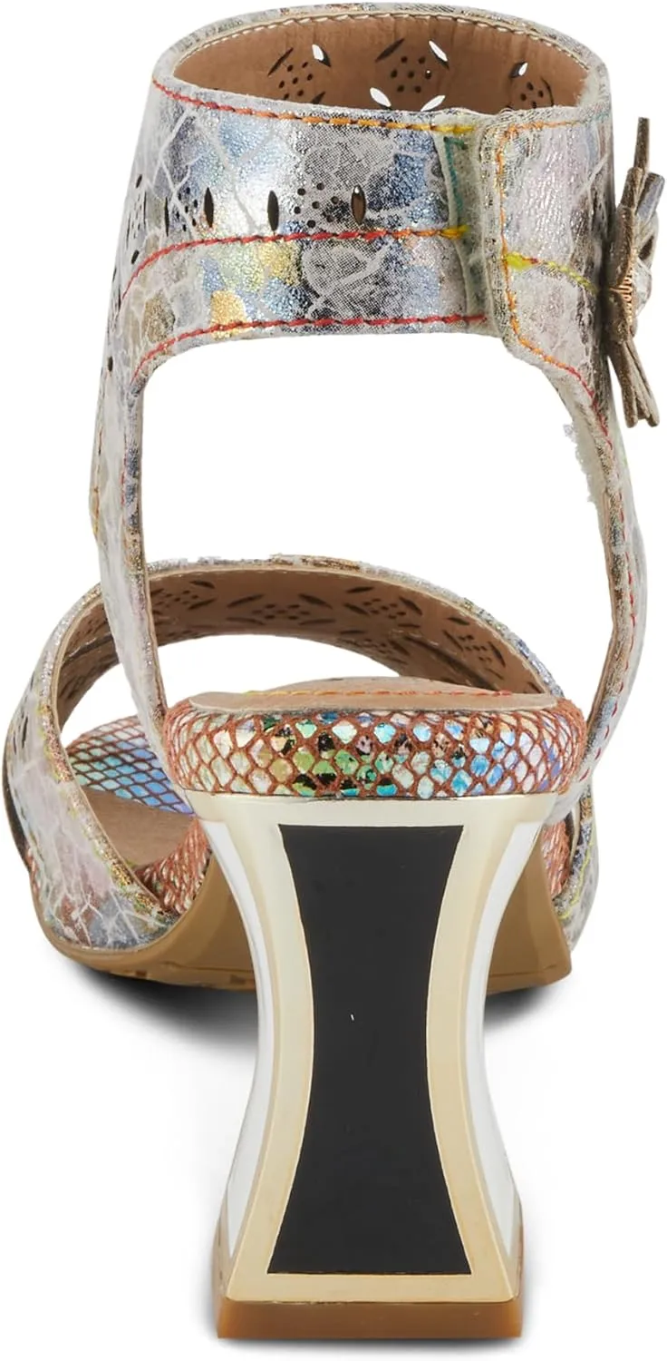 Spring Step L'Artiste Women's POSTER-METAL Metallic Leather Sandals, Artistic Elegance and Modern Design