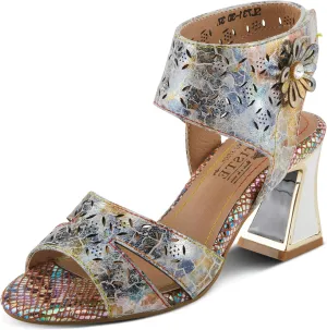 Spring Step L'Artiste Women's POSTER-METAL Metallic Leather Sandals, Artistic Elegance and Modern Design