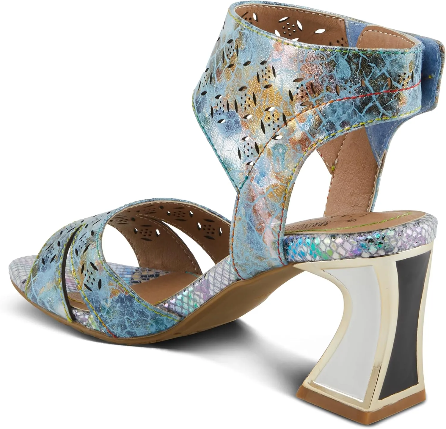 Spring Step L'Artiste Women's POSTER-METAL Metallic Leather Sandals, Artistic Elegance and Modern Design