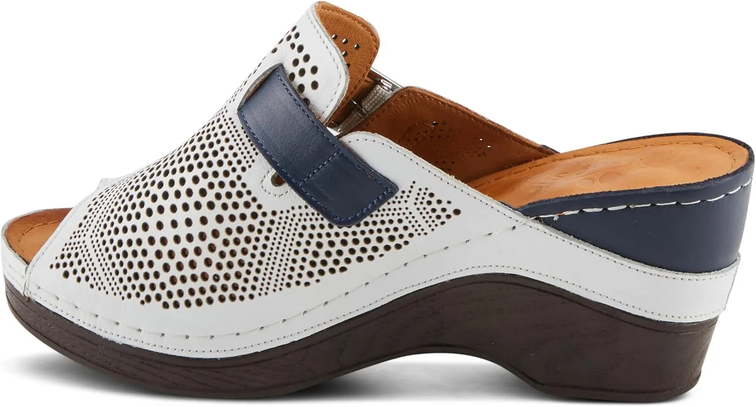 Spring Step MOMELLE Women's Perforated Leather Wedge Slide Sandals - Chic Style, Comfortable Elegance