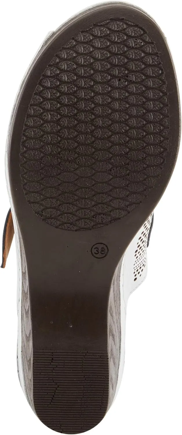 Spring Step MOMELLE Women's Perforated Leather Wedge Slide Sandals - Chic Style, Comfortable Elegance
