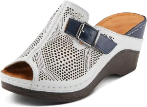 Spring Step MOMELLE Women's Perforated Leather Wedge Slide Sandals - Chic Style, Comfortable Elegance