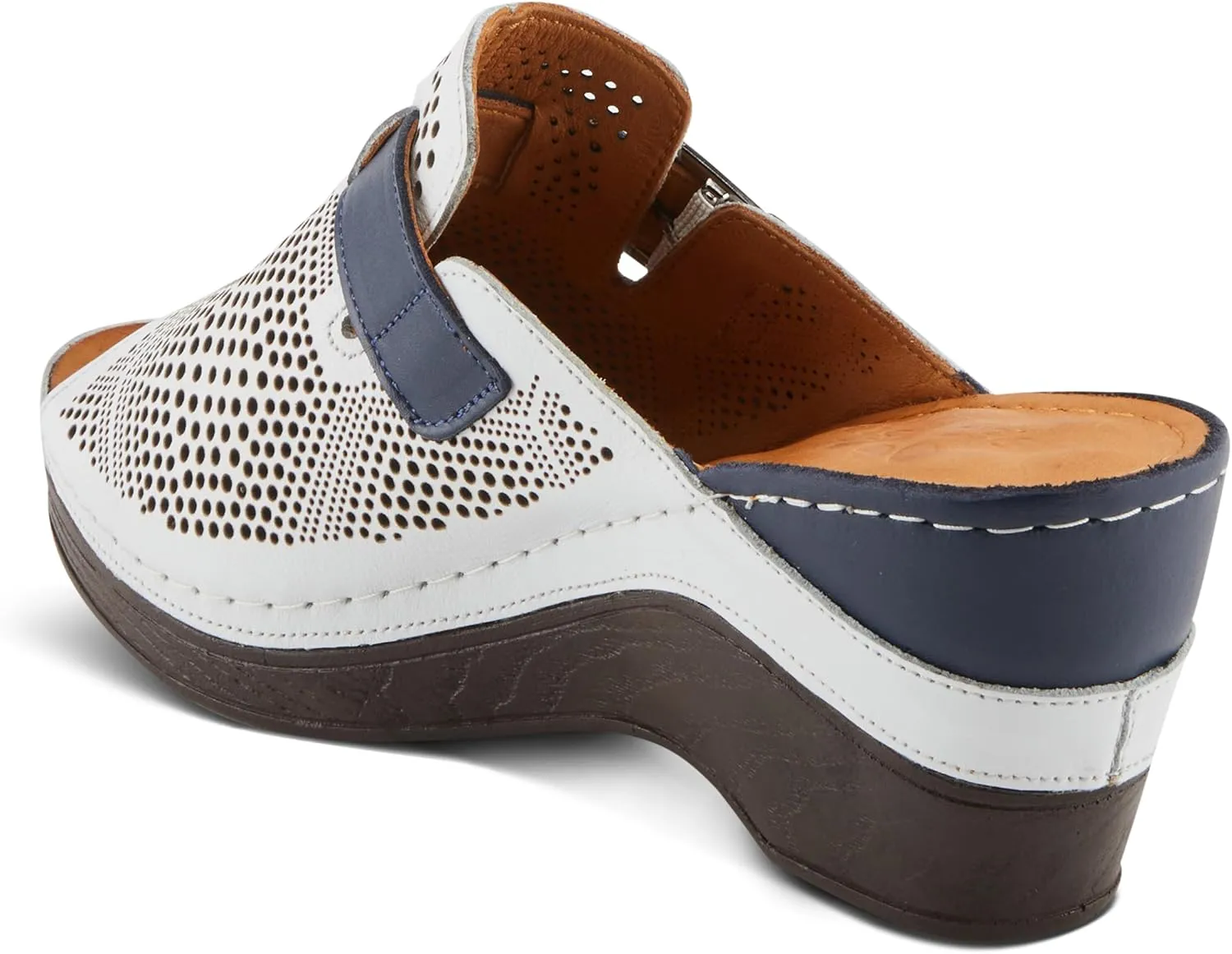 Spring Step MOMELLE Women's Perforated Leather Wedge Slide Sandals - Chic Style, Comfortable Elegance