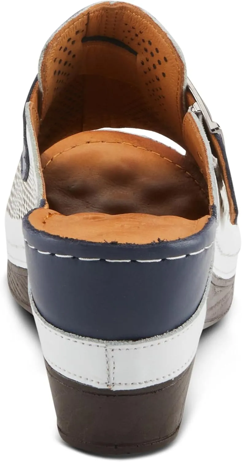 Spring Step MOMELLE Women's Perforated Leather Wedge Slide Sandals - Chic Style, Comfortable Elegance