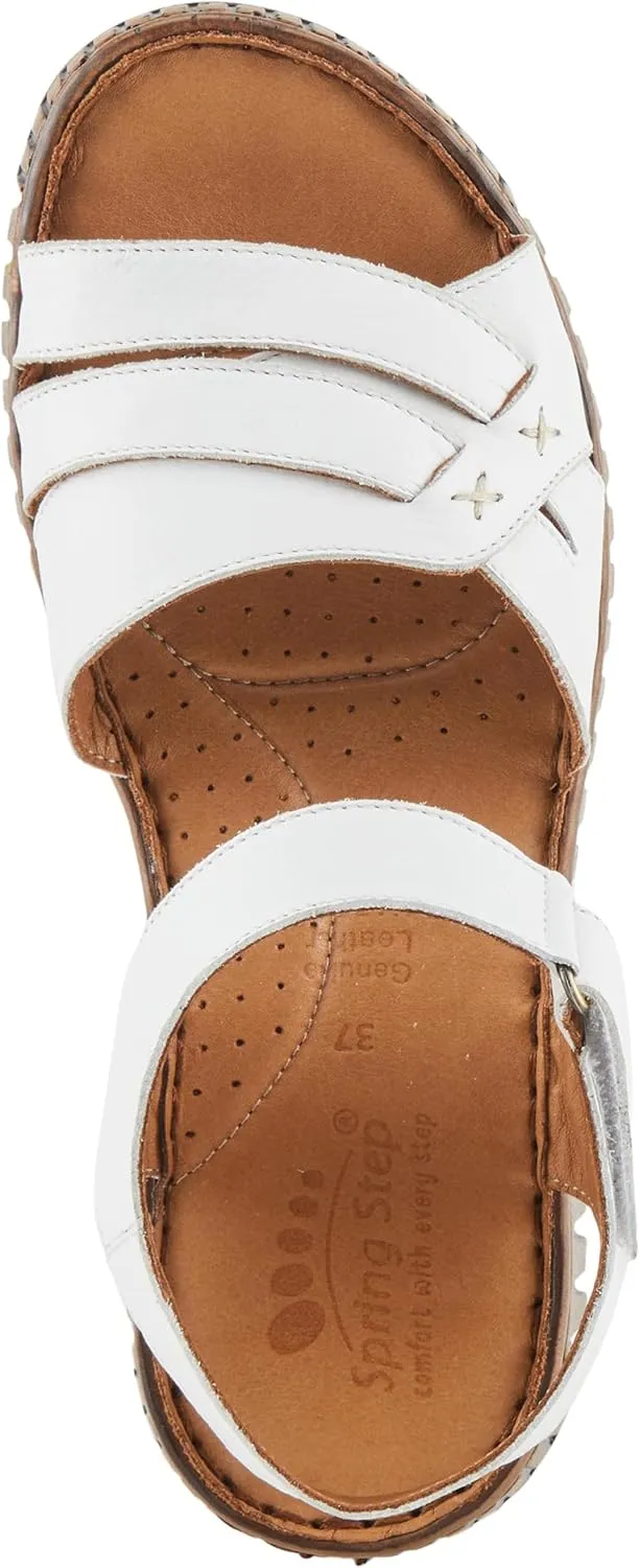 Spring Step NOCHELLA Women's Soft Leather Sandals - Hook and Loop Closure, All-Day Comfort