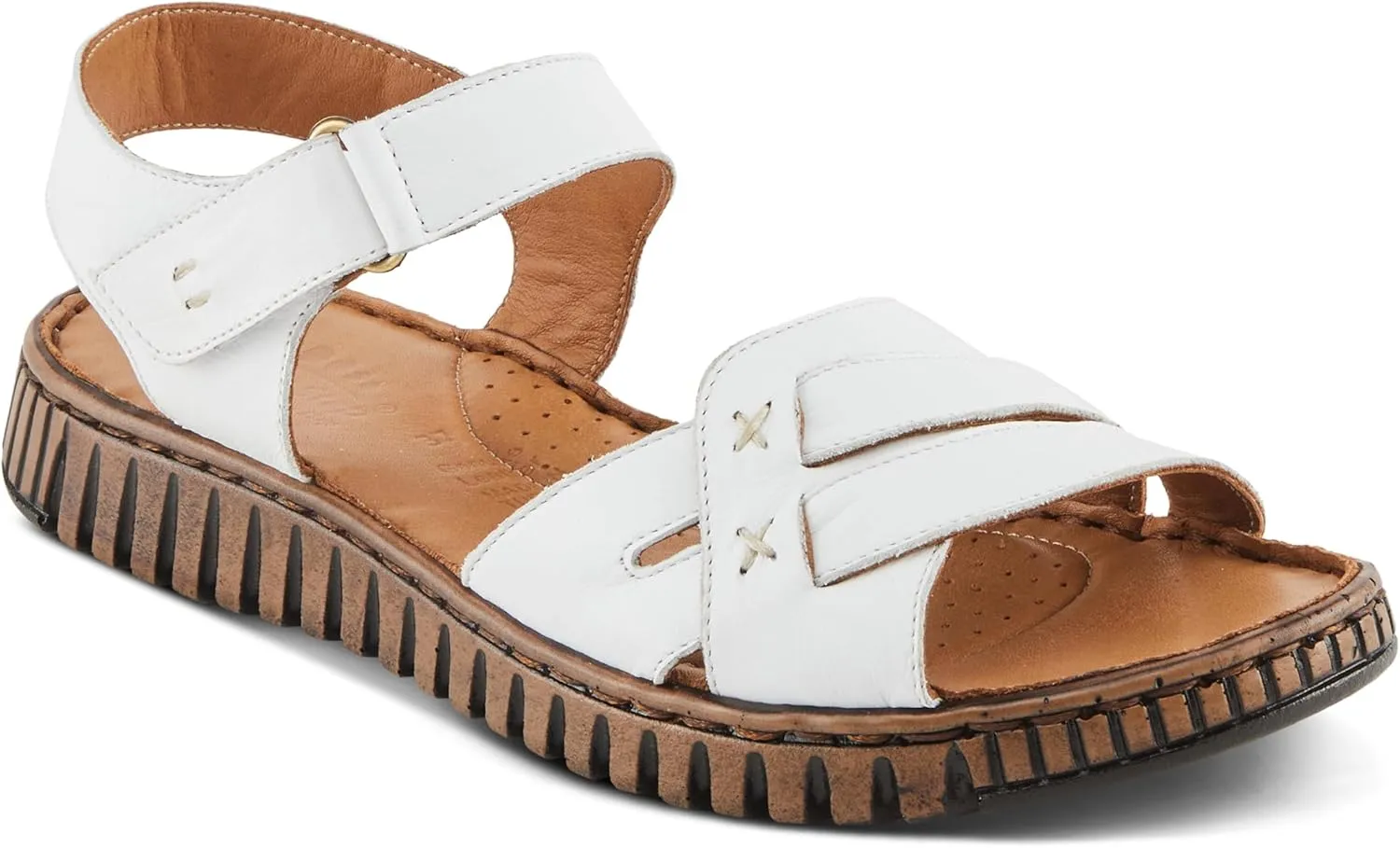 Spring Step NOCHELLA Women's Soft Leather Sandals - Hook and Loop Closure, All-Day Comfort