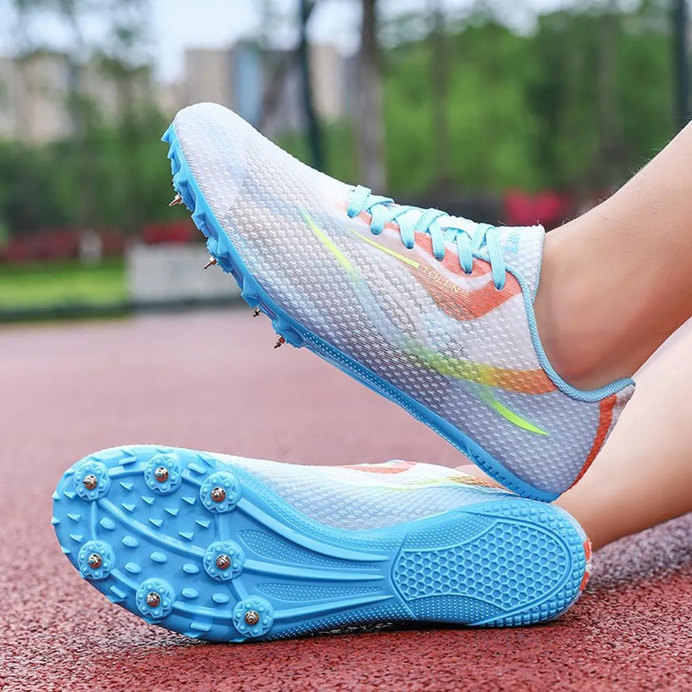 Succttssful Mens Breathable Track and Field Shoes for Jumping - Womens Lightweight Professional Track Race Shoes for Running