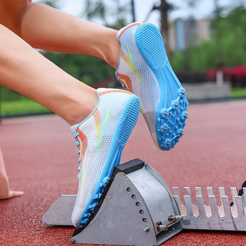 Succttssful Mens Breathable Track and Field Shoes for Jumping - Womens Lightweight Professional Track Race Shoes for Running
