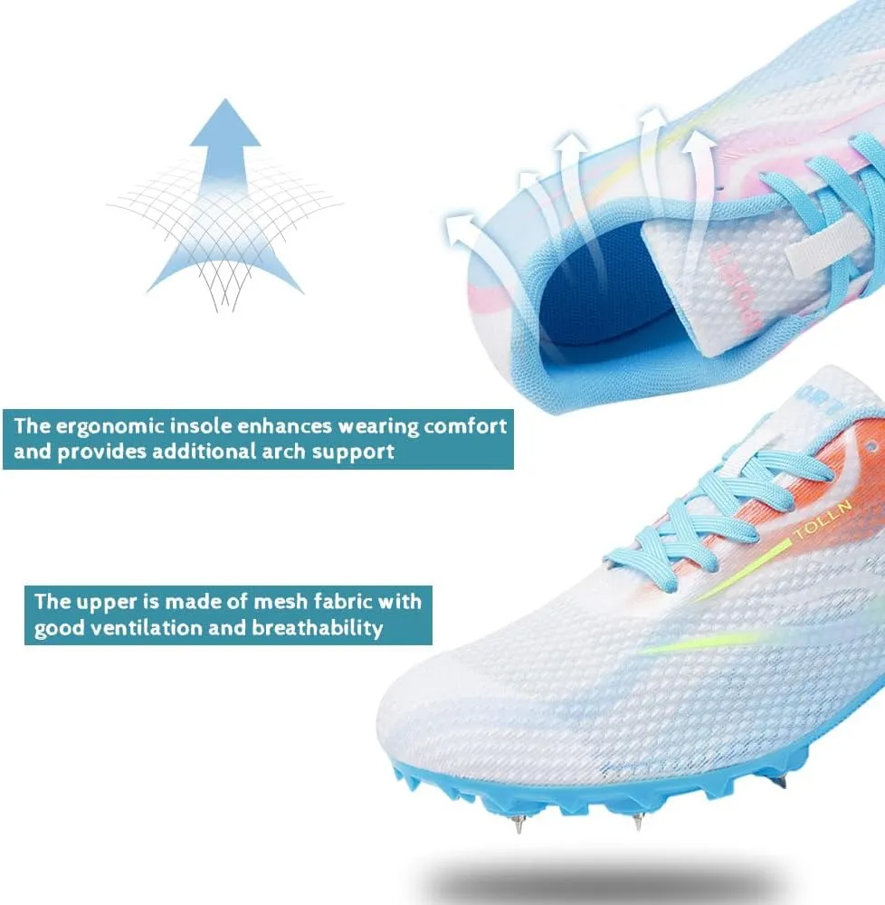 Succttssful Mens Breathable Track and Field Shoes for Jumping - Womens Lightweight Professional Track Race Shoes for Running