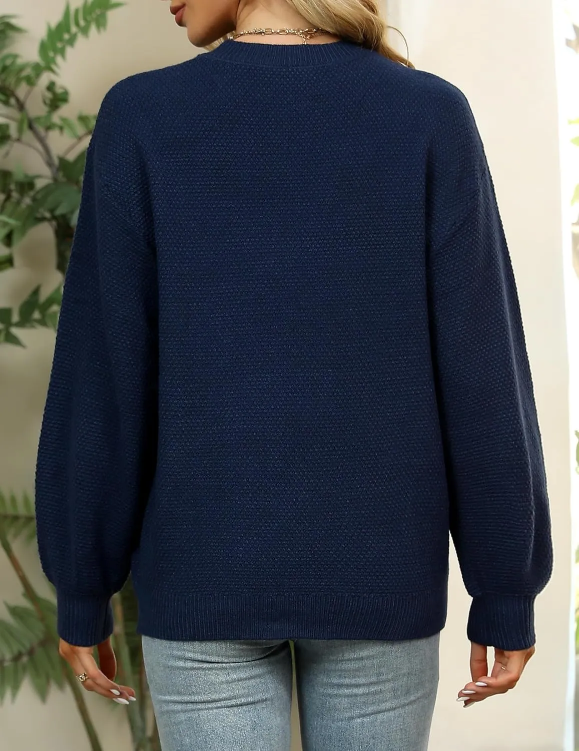 Sucolan Oversized Sweaters for Women Heathered Long Sleeve Crew Neck Pullover Knit Sweater Casual Fall Tops 2024 Fashion