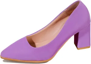 Suede Pumps Women's Chunky Dress Shoes Closed Pointed Toe Mary Janes Comfortable Office Shoes Slip On Loafers
