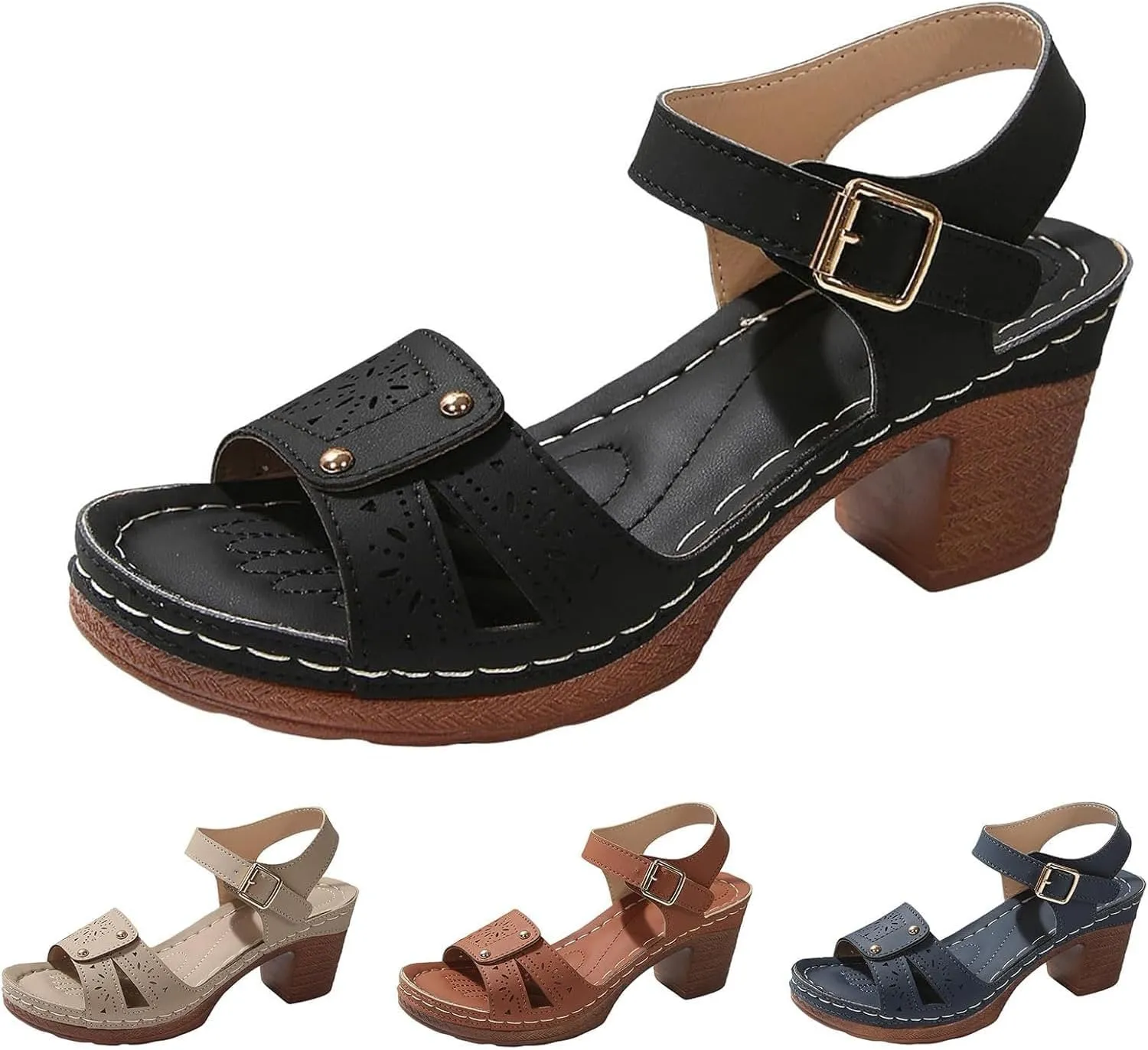 Summer Casual Hollow Out Classic Lightweight Sandal,Women's Comfy Orthotic Sandals,Platform Summer Casual Hollow Out Open Toe Low Heel Breathable Shoes